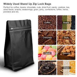 Coffee Bags 30 Pack Different Sizes 8oz 16oz 32oz Resealable Stand Up Zip Lock Pouches Airtight Food Storage Bags Coffee Bean Flower Tea Snack Dried Fruit Food with Degassing Valve (BLACK)