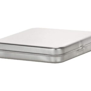 Magnakoys Square Silver Metal Hinged Tins 3.5 x 3.5 x .70 Inches Boxes for Candy Storage Geocaching (7-Pack)