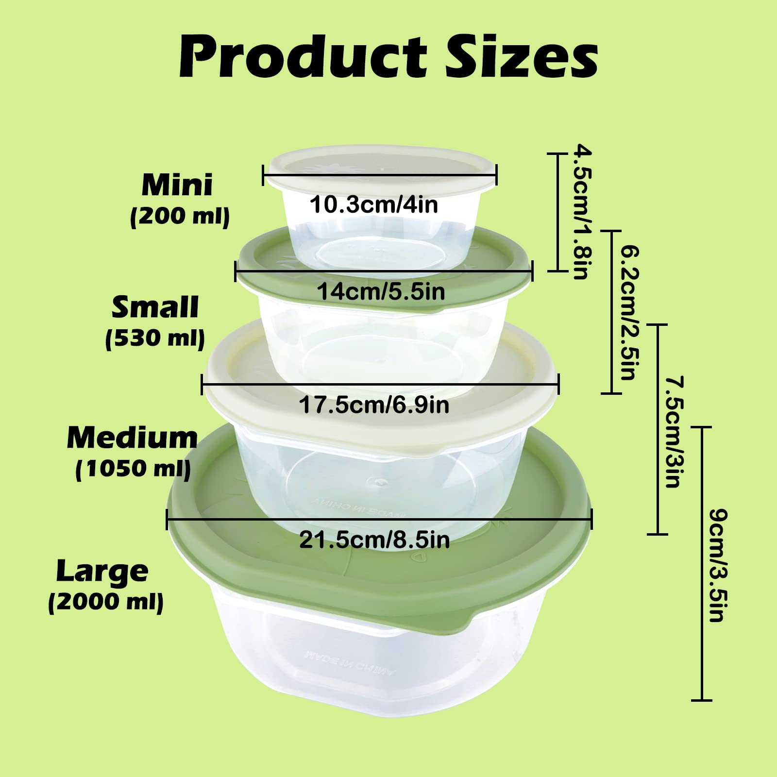 DIBALIYI Multi Size Food Storage Containers with Lids, Plastic Mixing Bowls, Kitchen Bowls Food Storage, Microwave Safe Stackable Lunch Containers, Clear Bowls Set Airtight