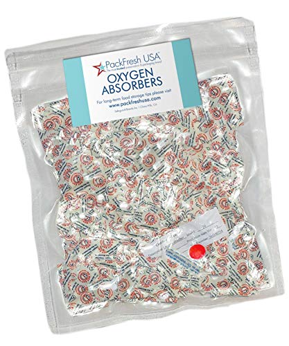 PackFreshUSA: 200 Pack - 50cc Oxygen Absorber Packs - Food Preservation - Long-Term Food Storage Guide Included