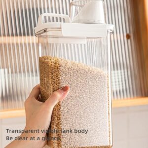 Plcnn Rice Storage Container, Food Storage Containers with Lids Airtight and Measuring Cup Clear Plastic Kitchen and Pantry Organization Bin for Flour,Sugar,Grain,Rice & Baking