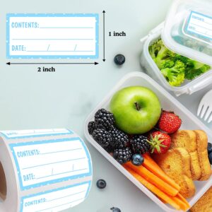 1x2Inch Removable Freezer Refrigerator Food Paper Tag Labels Frozen Food Storage Sticker for Canning,Meal Prep,Kitchen Pantry Storage-Item Date&Instructions 250pcs (Blue)