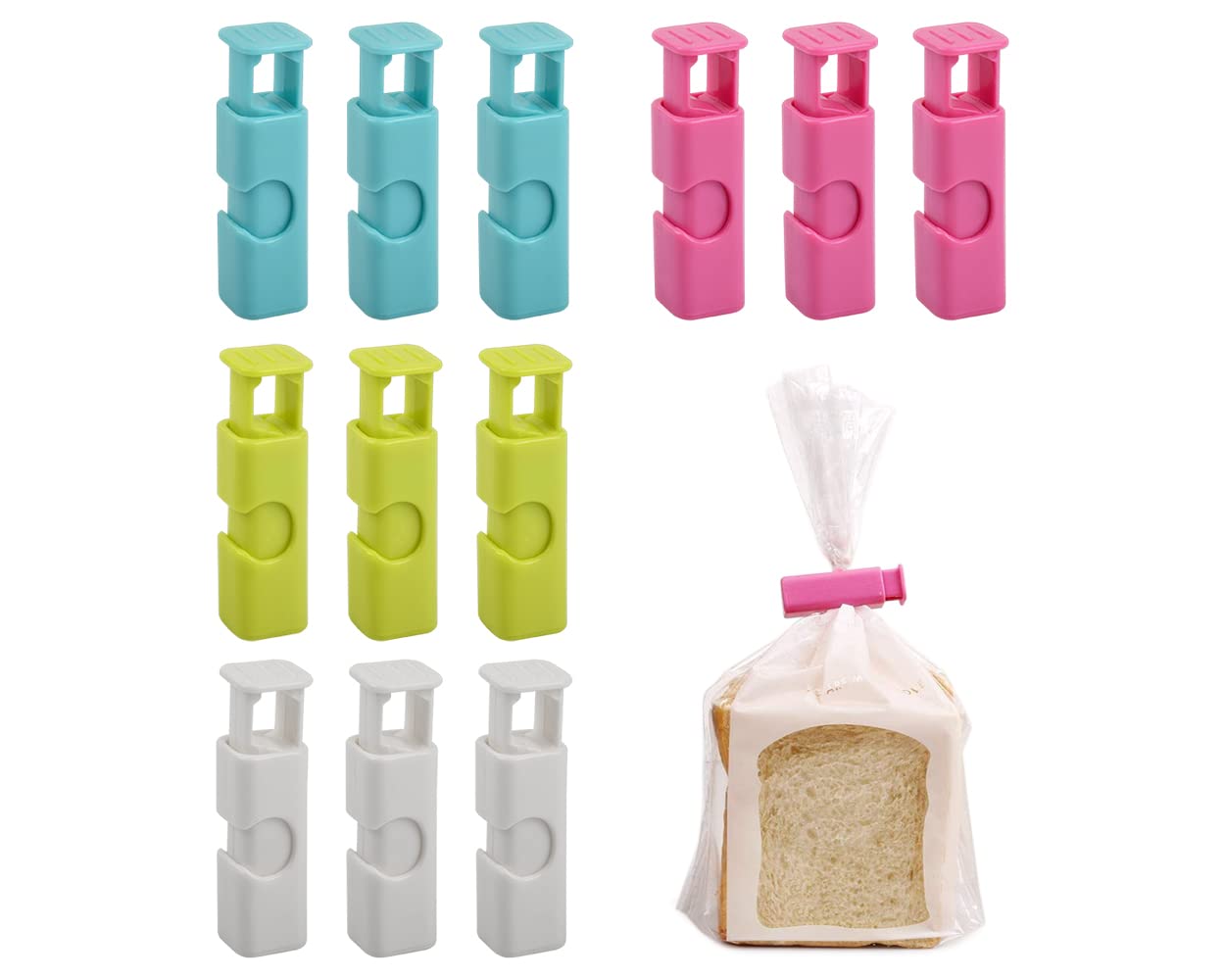 DS. Distinctive Style Bag Clips for Food Storage 12 Pieces Bag Cinches for Bread Quick and Easy to Use