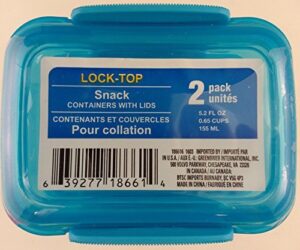 lock-top snack containers w lid stackable reusable plastic 5.2 fl oz, 2/pk select: color (green)