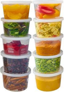 riverblue deli food storage containers with lids 16 oz. /freezer safe/microwaveable/meal prep/airtight lids/take out/disposable/leak proof/buffets/stackable (24 pack) extra hard plastic.