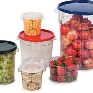 Carlisle FoodService Products Storplus Round Food Storage Container with Stackable Design for Catering, Buffets, Restaurants, Polycarbonate (Pc), 6 Quart, Clear, (Pack of 12)