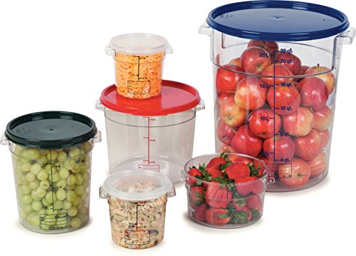 Carlisle FoodService Products Storplus Round Food Storage Container with Stackable Design for Catering, Buffets, Restaurants, Polycarbonate (Pc), 6 Quart, Clear, (Pack of 12)