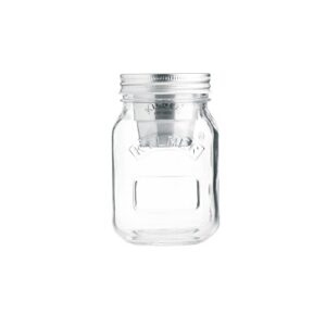 kilner snack on the go glass jar set stainless steel cup keeps dry ingredients separate from wet foods, 17-fluid ounces, 0.5l