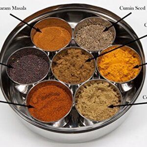 Masala Dabba, Spice Container with Lid Indian Spice Box - Masala Daba - with 7 Compartment for Spices Organising 8 Inch