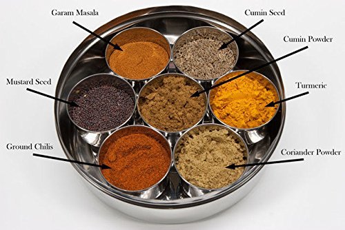 Masala Dabba, Spice Container with Lid Indian Spice Box - Masala Daba - with 7 Compartment for Spices Organising 8 Inch