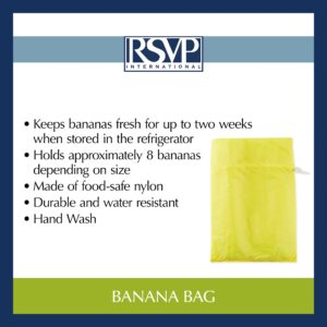 RSVP International Food Safe Nylon Banana Freshness Storage Bag, 11.5x13.75", Yellow