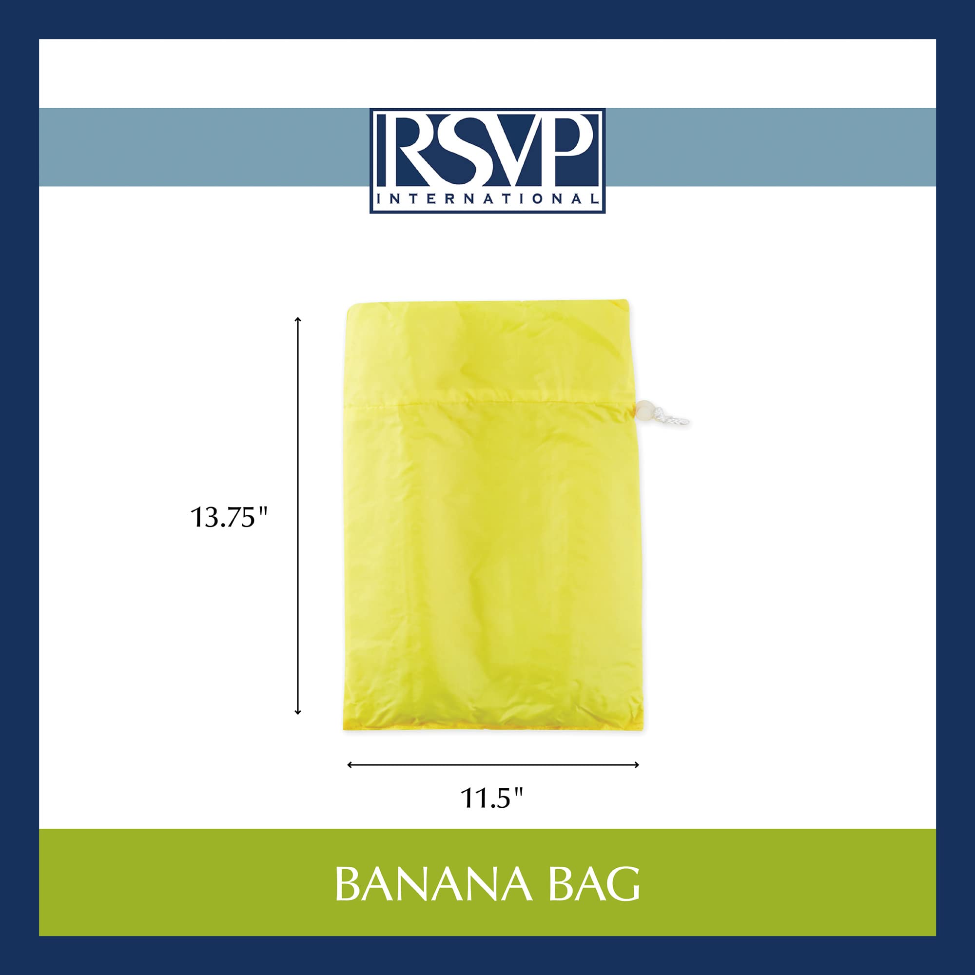 RSVP International Food Safe Nylon Banana Freshness Storage Bag, 11.5x13.75", Yellow