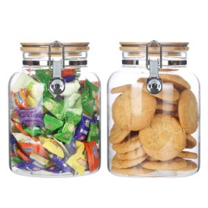 kkc home accents clear glass cookies jars with airtight lids,airtight cookie jars with locking clamp lids for kitchen counter,large sealed glass jars for candy,nut,67 fluid-oz