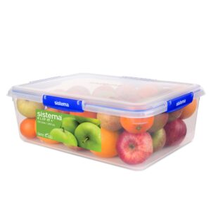 sistema klip it plus food storage containers | 7.5 l rectangle | stackable & airtight fridge/freezer food box with lid | bpa-free plastic| recyclable with terracycle®