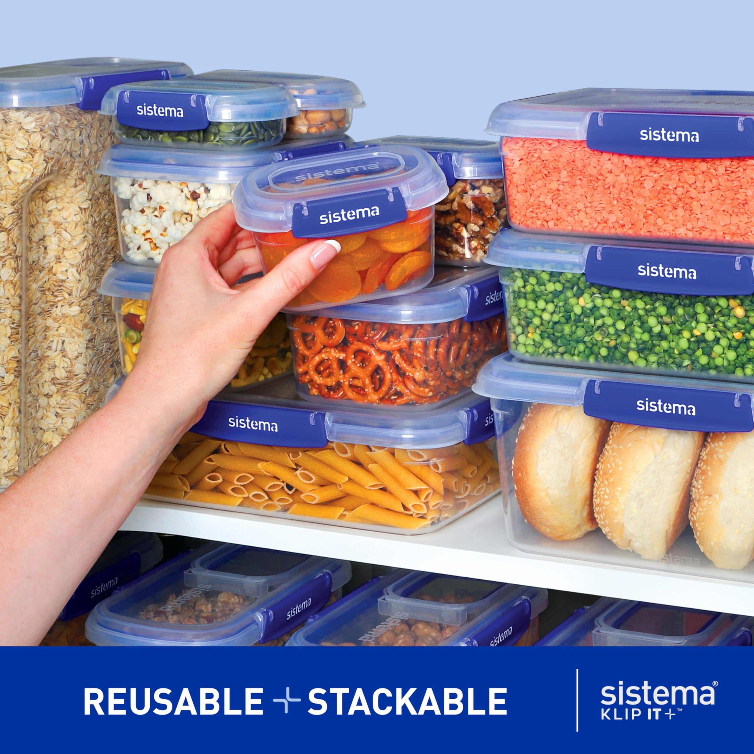 Sistema KLIP IT PLUS Food Storage Containers | 7.5 L Rectangle | Stackable & Airtight Fridge/Freezer Food Box with Lid | BPA-Free Plastic| Recyclable with TerraCycle®