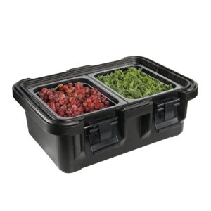 pearington 22.4-l wide-top loading insulated food pan carrier, black
