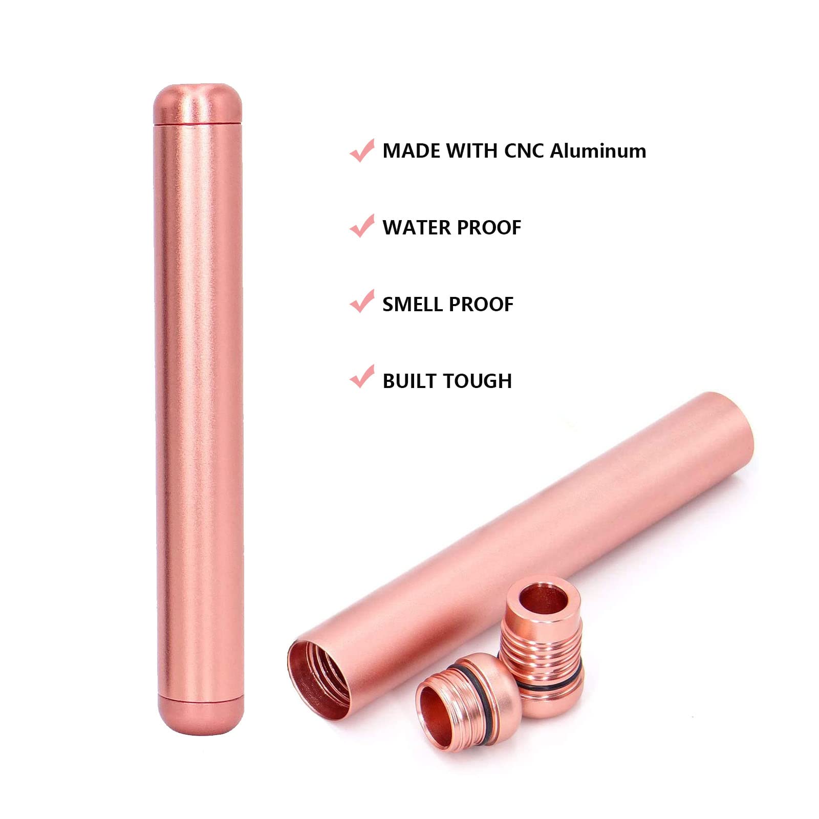 Yannabis Aluminum Metal Tube, Airtight, Lightweight,Holder Travel Storage 4.3inch, 2 Pack Pink for Travel