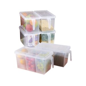 minesign plastic storage containers square (set of 4) and handle food storage organizer boxes with lids (set of 2 organizers with lid and 6 removable bins)