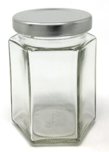 6 oz hexagon glass jar with silver metal lid 12-pack by packaging for you