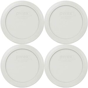 pyrex 7200-pc sleek silver round plastic food storage replacement lid, made in usa - 4 pack