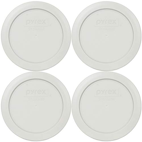 Pyrex 7200-PC Sleek Silver Round Plastic Food Storage Replacement Lid, Made in USA - 4 Pack