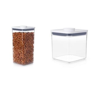 oxo good grips pop containers - airtight food storage bundle - big square tall 6.0 qt and 2.8 qt
