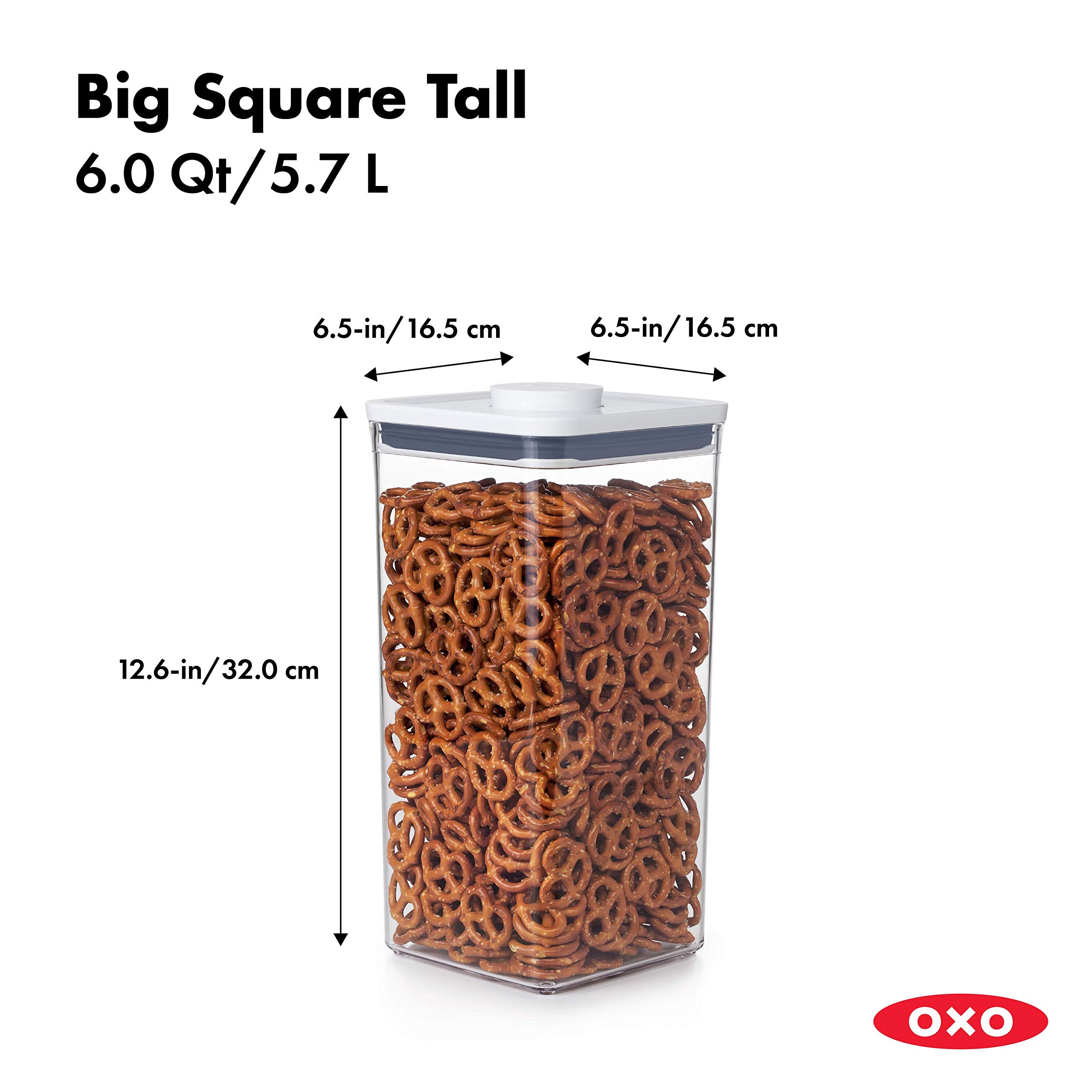 OXO Good Grips POP Containers - Airtight Food Storage Bundle - Big Square Tall 6.0 Qt and 2.8 Qt