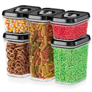 DWËLLZA KITCHEN Airtight Food Storage Containers Set - 7 PC Set - For Kitchen Pantry Organization and Storage - BPA-Free - Clear Plastic Canisters for Spaghetti, Noodles, Pasta, Snacks & Much More