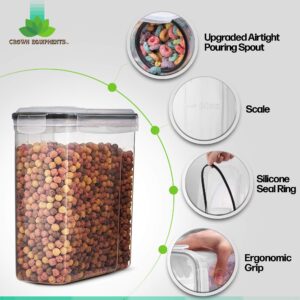 Crown Equipments Cereal Container Storage Set - Airtight Food Storage Containers [Set of 4] - Large Kitchen Dispenser Keepers (4L / 135oz) - BPA Free, Easy Pouring Lid - Labels & Marker Included