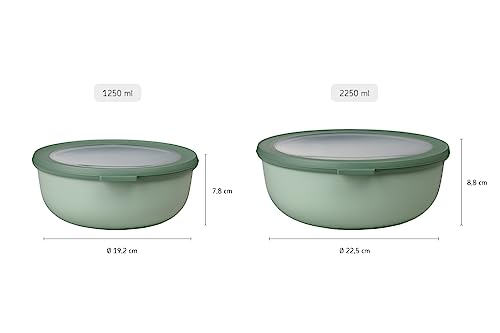 Rosti Mepal RST62120BLU Cirqula Multi Food Storage and Serving Bowl with Lid, Low 1.3 Quart, Nordic Blue