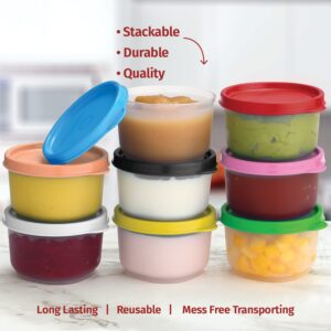 SIGNORA WARE Reusable Plastic Food Storage Containers 8 pack – 4 oz. Stackable Airtight Leak proof Food Containers for Snacks, Nuts, Baby Food, Picnics, Food Prep,Salad Dressing - BPA Free