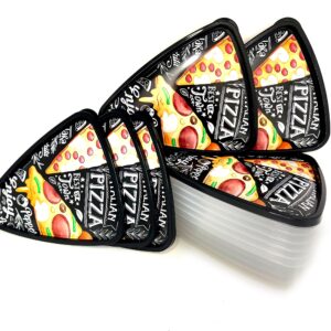 Pizza Slice Container Storage with Lids. Tray, Holder and Saver. Plastic Packs to go. The Best Idea to Serve Pizza to Your Kids. (6)