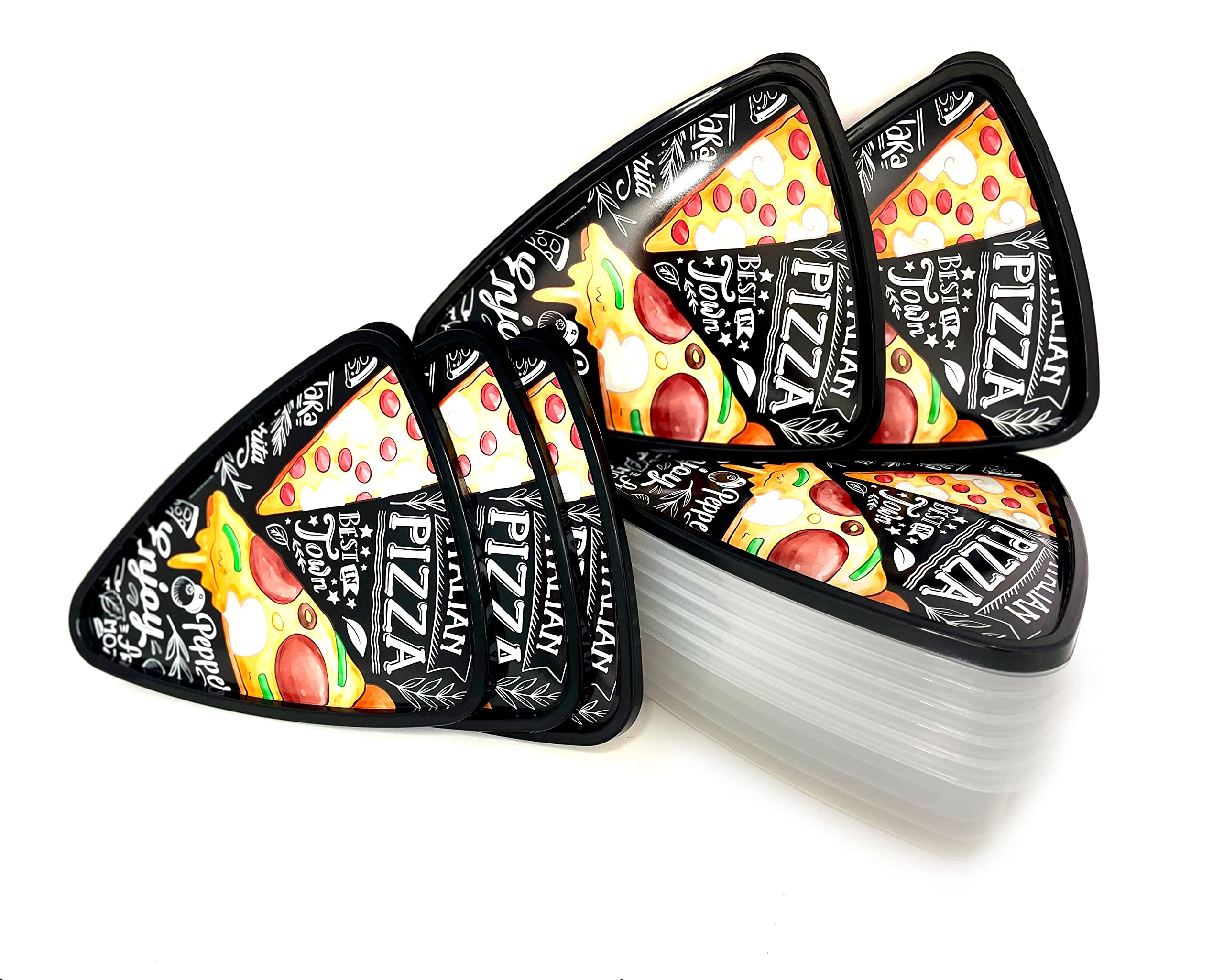 Pizza Slice Container Storage with Lids. Tray, Holder and Saver. Plastic Packs to go. The Best Idea to Serve Pizza to Your Kids. (6)