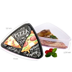 Pizza Slice Container Storage with Lids. Tray, Holder and Saver. Plastic Packs to go. The Best Idea to Serve Pizza to Your Kids. (6)