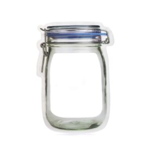 10Pcs Mason Jar Pattern Food Storage Bag Reusable Portable Stand Up Smell Proof Ziplock Bags Snack Saver Container Retail Package Bag Frosted Pouches Blue 9.6×6.7in (24.5×17.5cm)