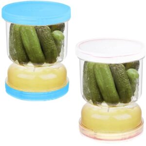 aixibu pickle jar with strainer flip -2pcs (white+blue)