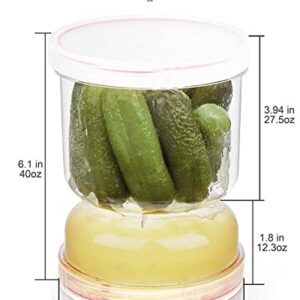 AIxibu Pickle Jar with Strainer Flip -2pcs (White+Blue)