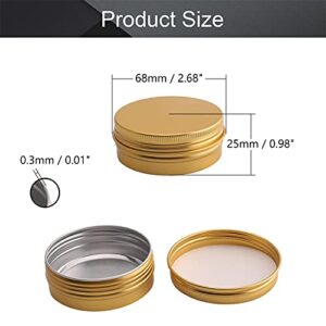 Othmro 6Pcs 2oz Metal Round Tins Aluminum Tin Cans Jar Refillable Containers 60ml Tin Cans Tin Bottles Containers with Screw Lid for Salve Spices Lip Balm Tea Candies Gold 68×25mm