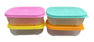 tupperware mini freezer mates container 140ml multi color seals set of 4
