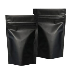 qq studio pack of 100 matte/glossy color stand-up foil resealable zipper pouches (3.3" x 5.1", matte black)