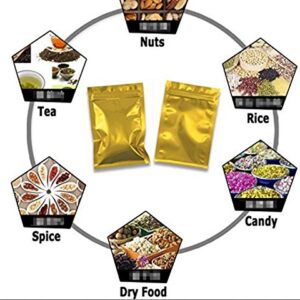 100PCS Metallic Foil Open Top Sealable Bags Double-Sided Color Mylar Foil Flat Heat Sealable Sample Zipper Bag Durable Food Storage Bag With Tear Notches Pouches Bag For Candy Tea Sugar(4"x6")