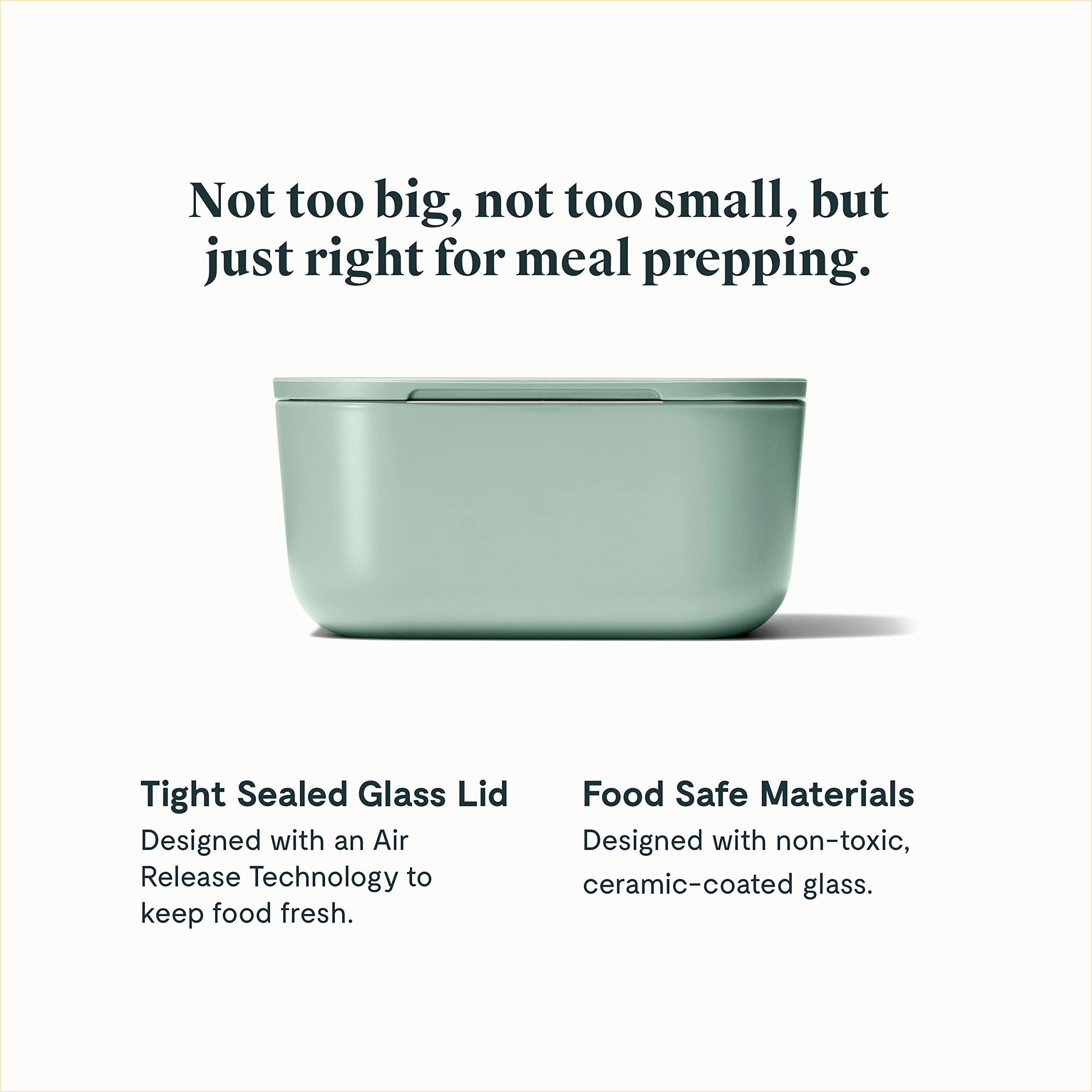 Caraway Glass Food Storage - 6.6 Cup Glass Container - Ceramic Coated Food Container - Non Toxic, Non Stick Lunch Box Container with Glass Lids. Dishwasher, Oven, & Microwave Safe - Mist
