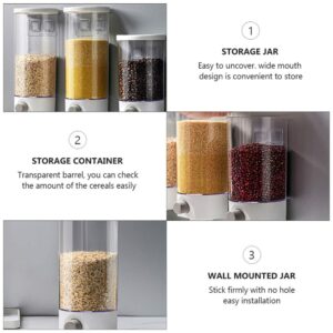 Kichvoe Rice Dispenser Wall Mount Dry Food Dispenser Grain Storage Container Cereal Dispenser Rice Bucket Rice Storage Tank Grain Canister Food Storage Organizer for Home Kitchen 1.5L