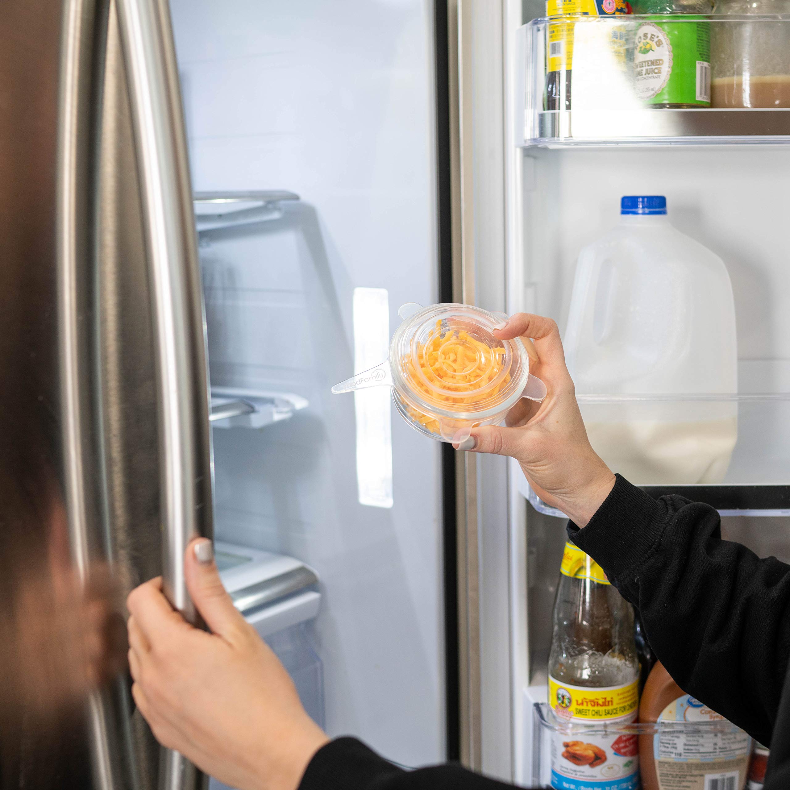 Silicone Stretch Lids (6 Pack- Small Lids) by Modfamily, Reusable, Durable, Expandable. Keeps Canned Food and Drinks Fresh, Dishwasher and Freezer Safe (2.8 In. Diameter -Seals up to 4 Inch Container)