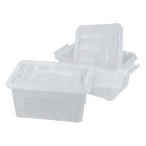 inhouse 2 pack storage box with lid, small clear plastic storage bin