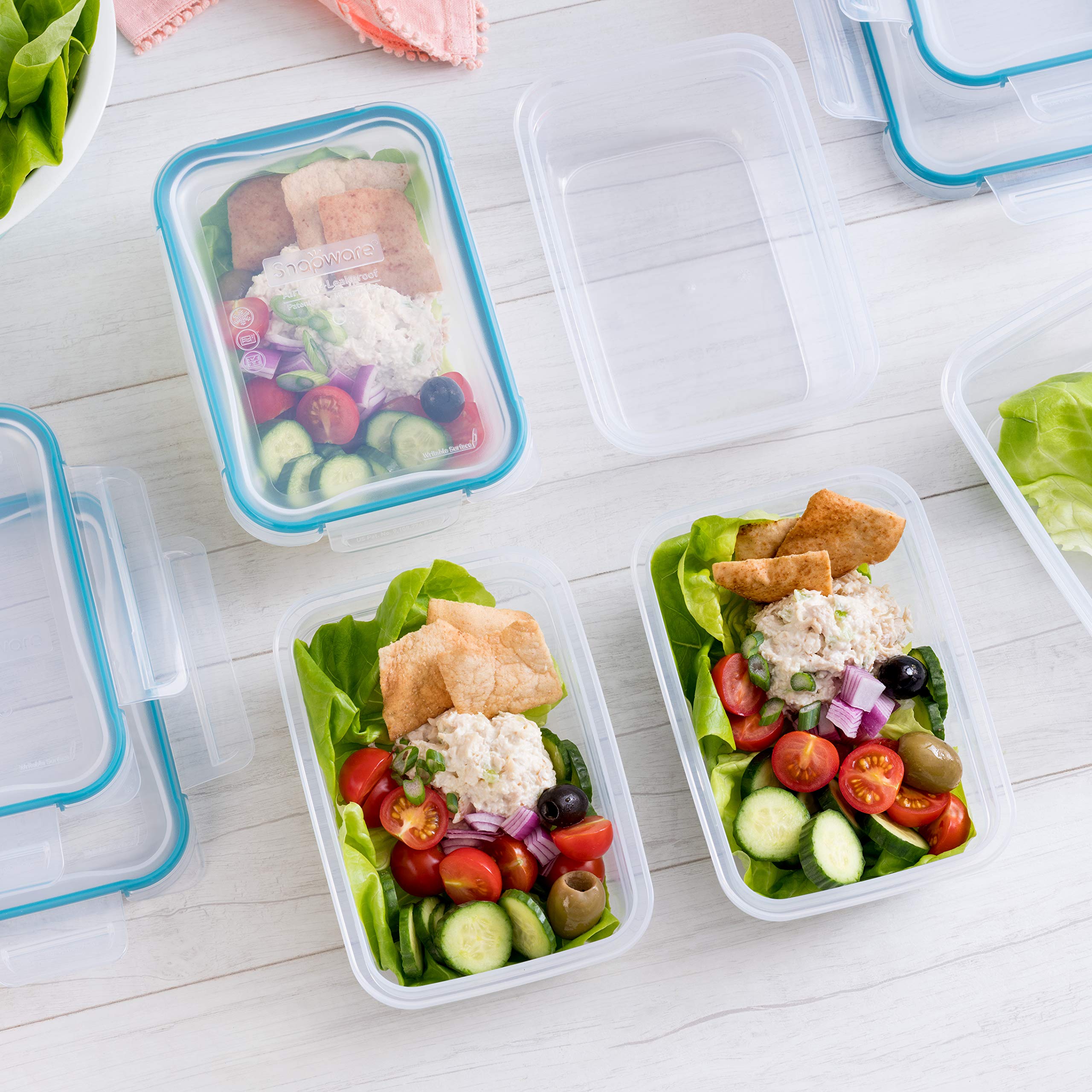 Snapware Total Solution 10-Pc Plastic Food Storage Container Set & Total Solution 10-Pc Plastic Food Storage Containers Set with Lids, 3-Cup Rectangle Meal Prep Container