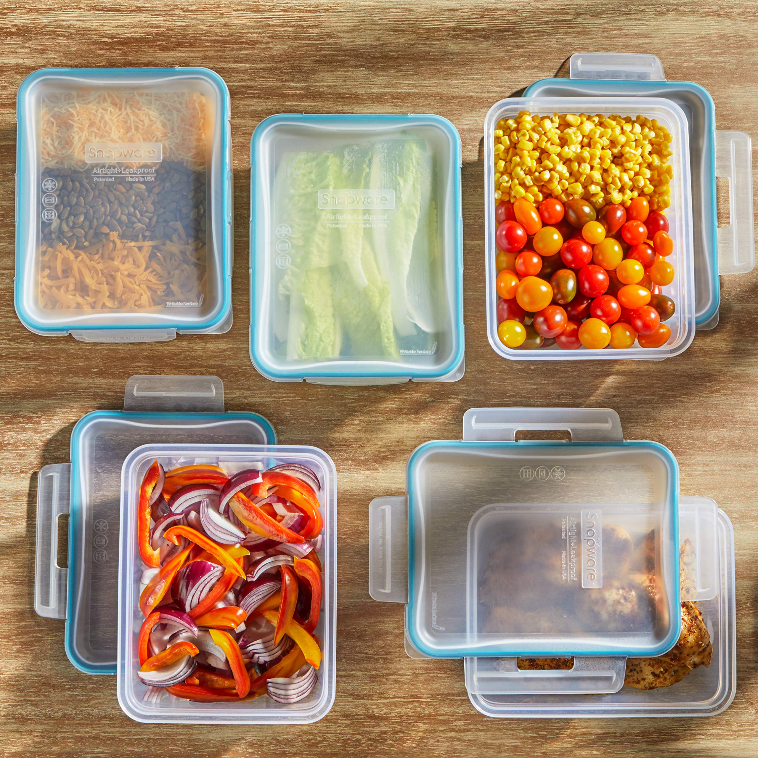 Snapware Total Solution 10-Pc Plastic Food Storage Container Set & Total Solution 10-Pc Plastic Food Storage Containers Set with Lids, 3-Cup Rectangle Meal Prep Container