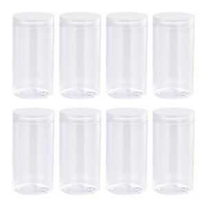 uxcell round plastic jars with transparent screw top lid, 17oz/ 500ml wide-mouth clear empty containers for storage, organizing, 9pcs