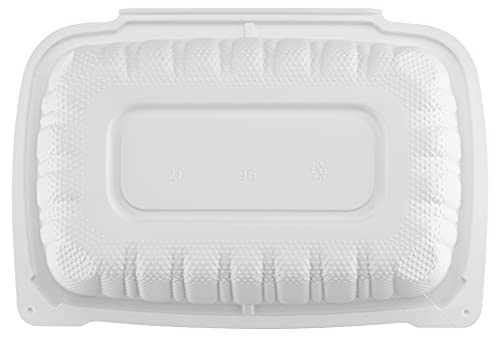 TIYA Clamshell Food Containers - White Bulk 200 Pack, 9x6in. - BPA Free Plastic To-Go Storage Containers - Microwavable Hinged Restaurant Takeout Tall Clamshells - Great for Meal Prep
