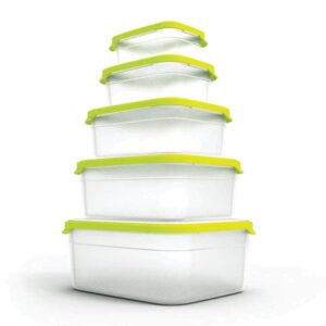 helsim yellow 10-piece containers set with lids for storage, lunch, and meal prep, dishwasher & microwave safe